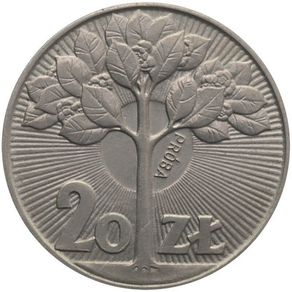 20 złotych kwitnące drzewo 1973 próba, piękna