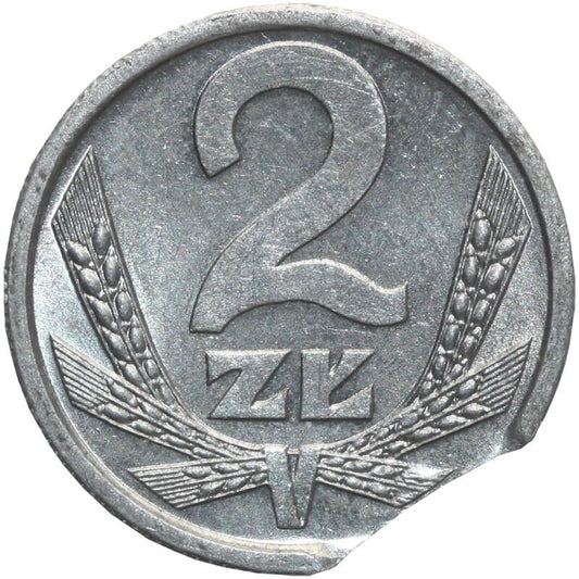 DESTRUKT 2 złote 1989 stan 2, końcówka blachy