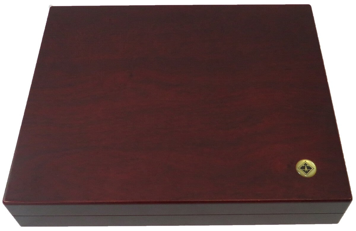 Używana mahoniowa kaseta Leuchtturm do 24 monet w gradingu - JAK NOWA